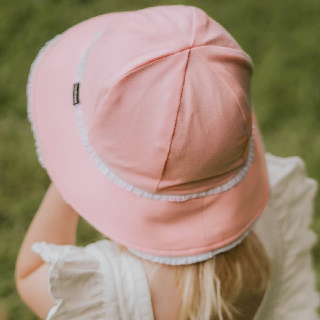 Toddler Bucket Hat - Blush Ruffle Trim