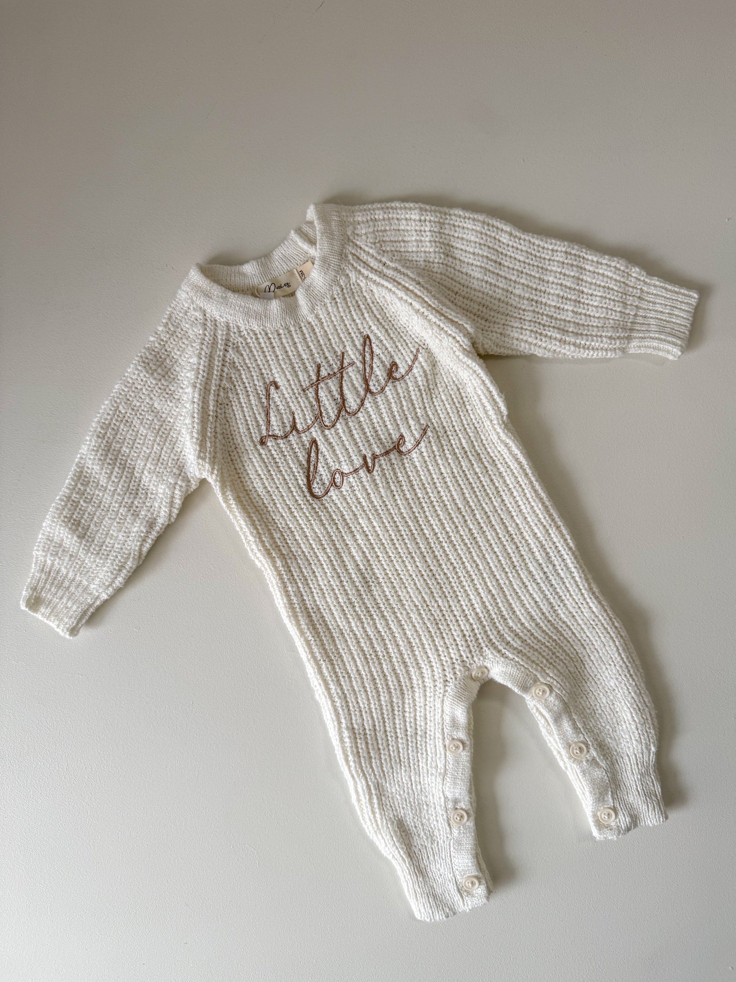 LITTLE LOVE - TEXTURED LONG RIBBED ROMPER | SNOW