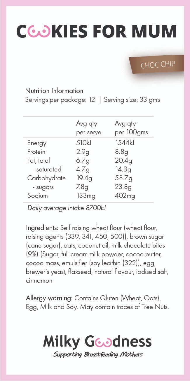 Choc Chip Lactation Cookies