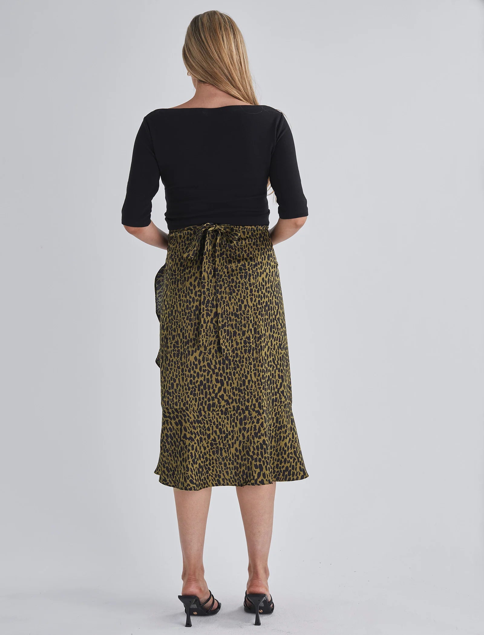 Christie Maternity Wrap Midi Skirt – Leopard Print