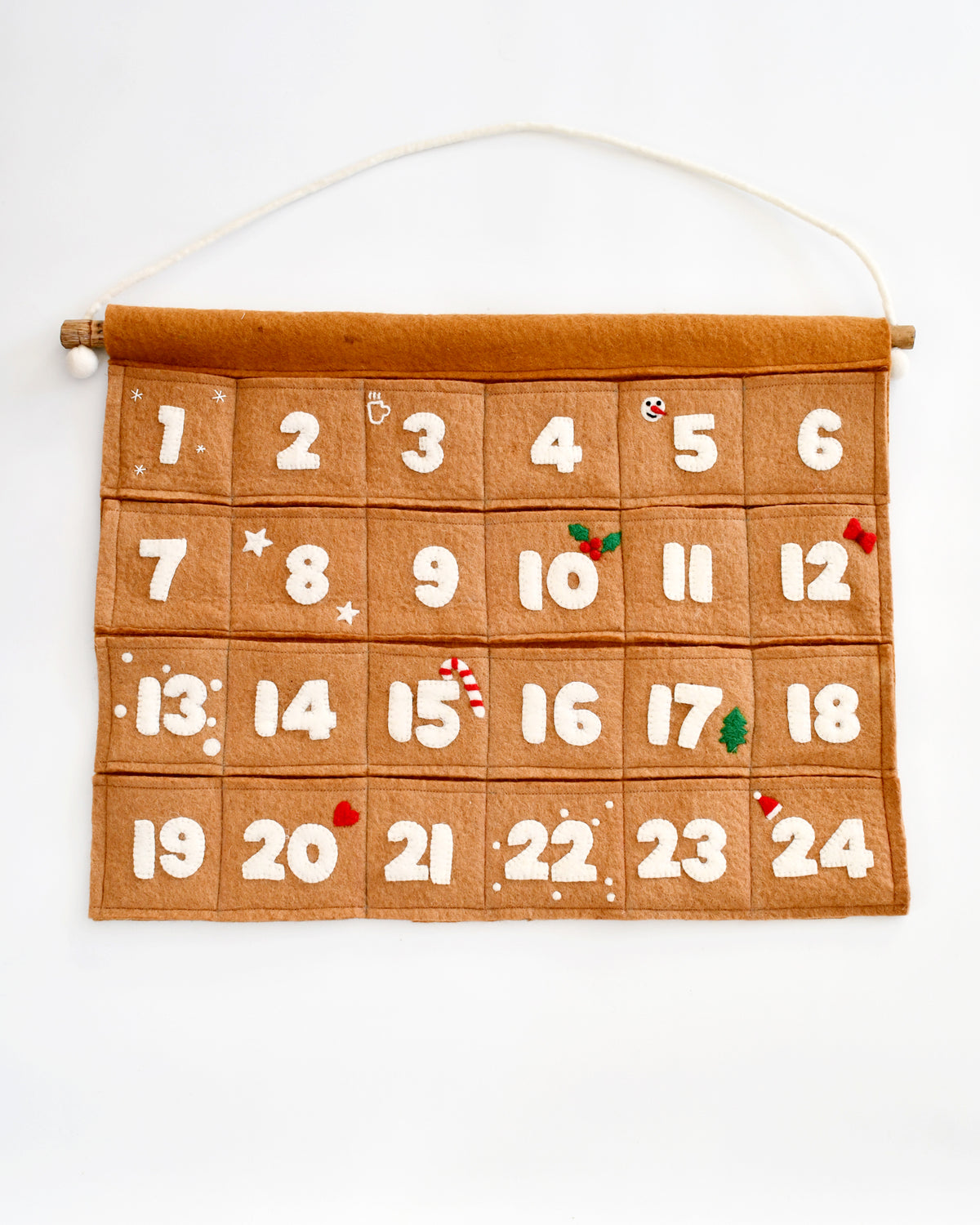 Felt Christmas Advent Calendar in Gingerbread Colour