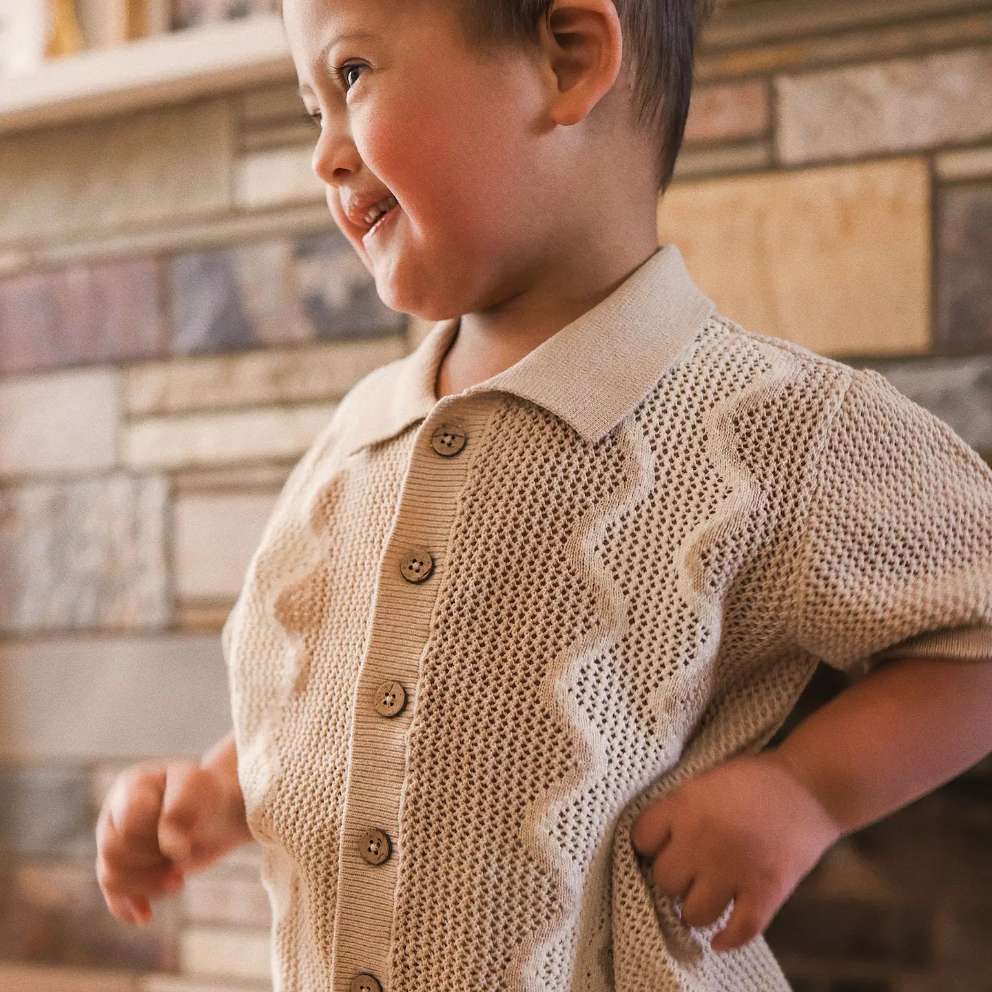 Shell Mesh Knit Short Sleeve Shirt