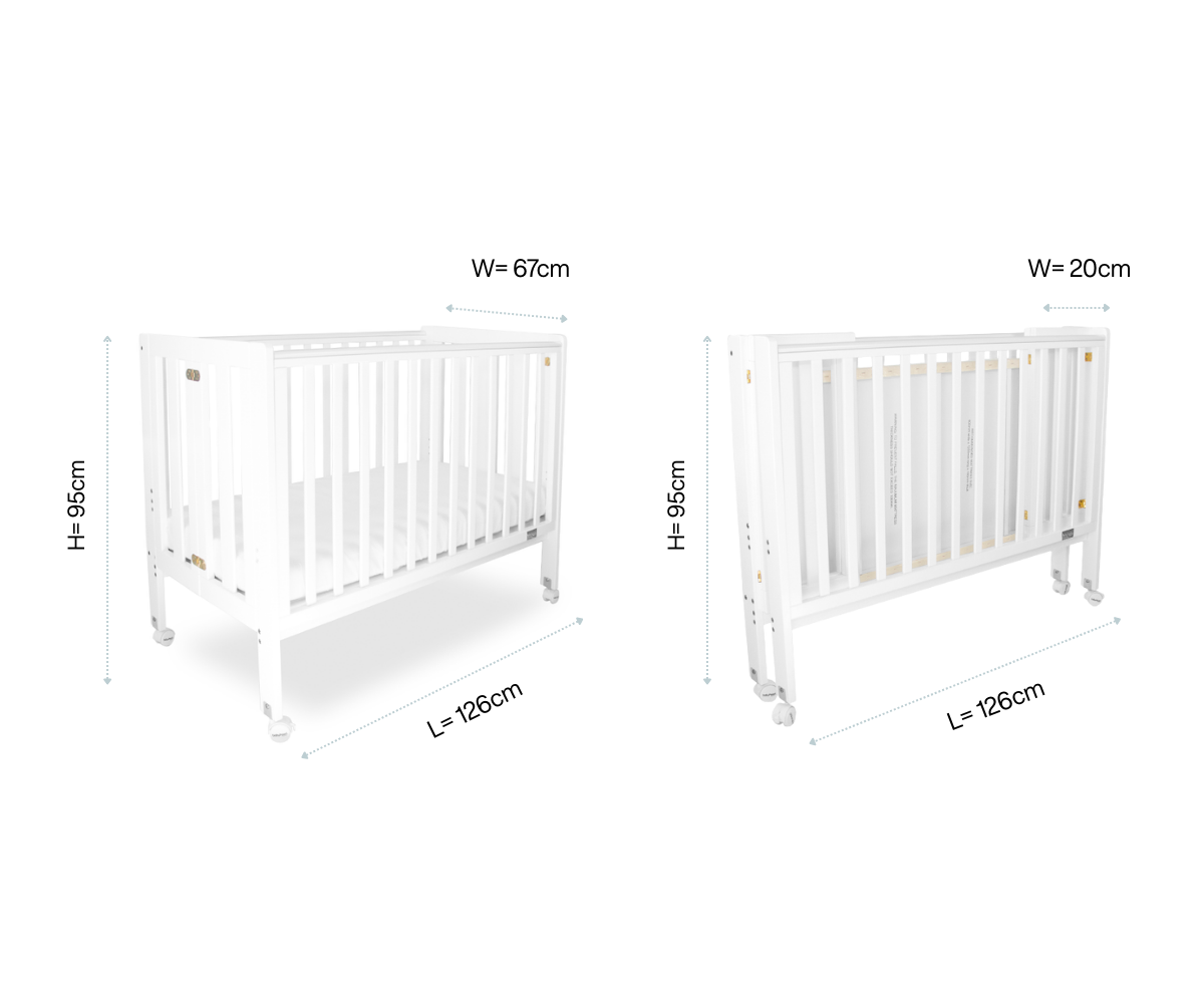 Babyhood Fold N Go Timber Cot - White or Baltic - available to order