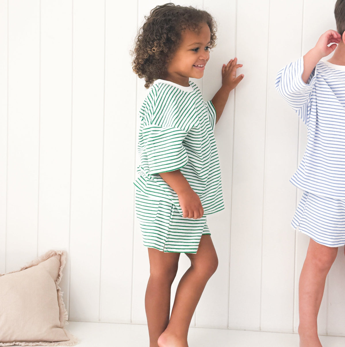 Kids Stripe Terry Set - Green