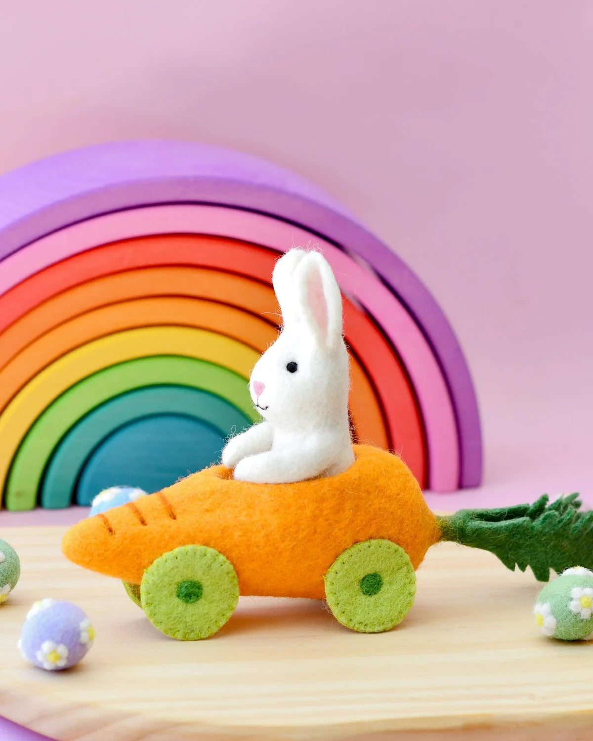 Felt Rabbit with Carrot Car