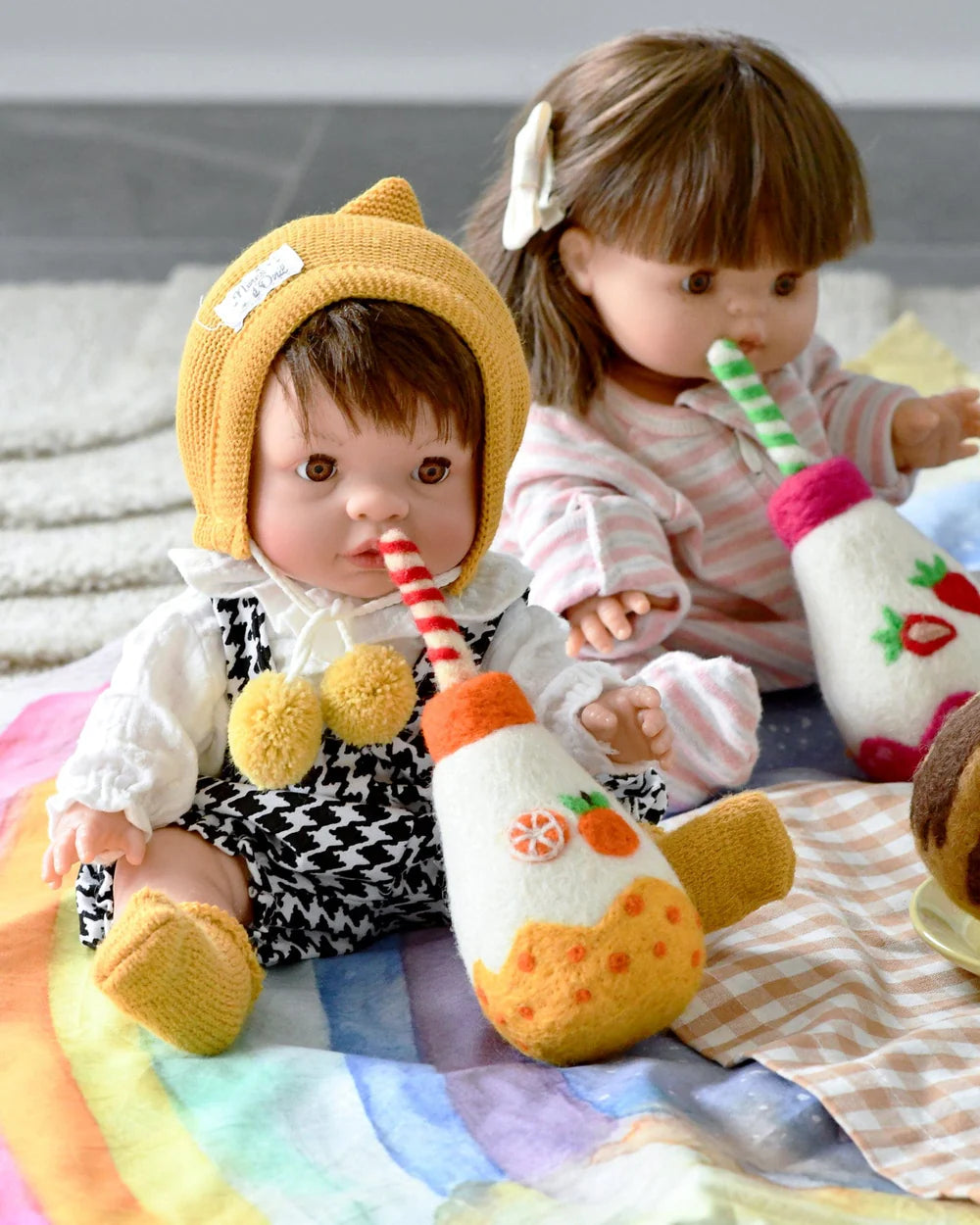 Felt Sparkling Fruit Juice Bottles – Pretend Play Food