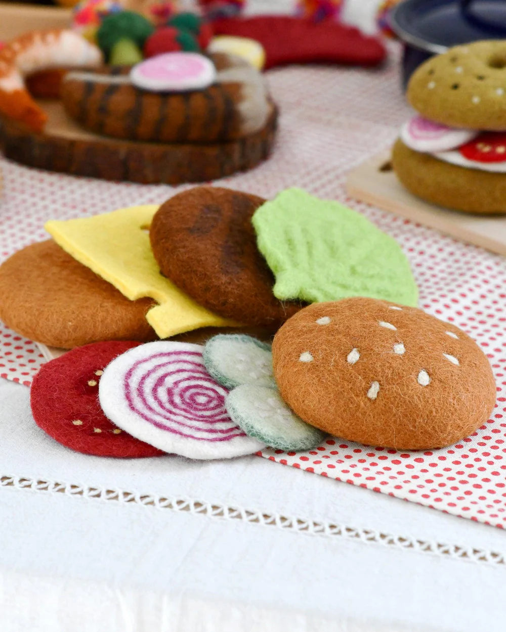 Felt Burger Stack Play Food Set