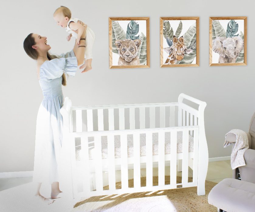 Babyhood Georgia Sleigh Cot Luxx - available to order