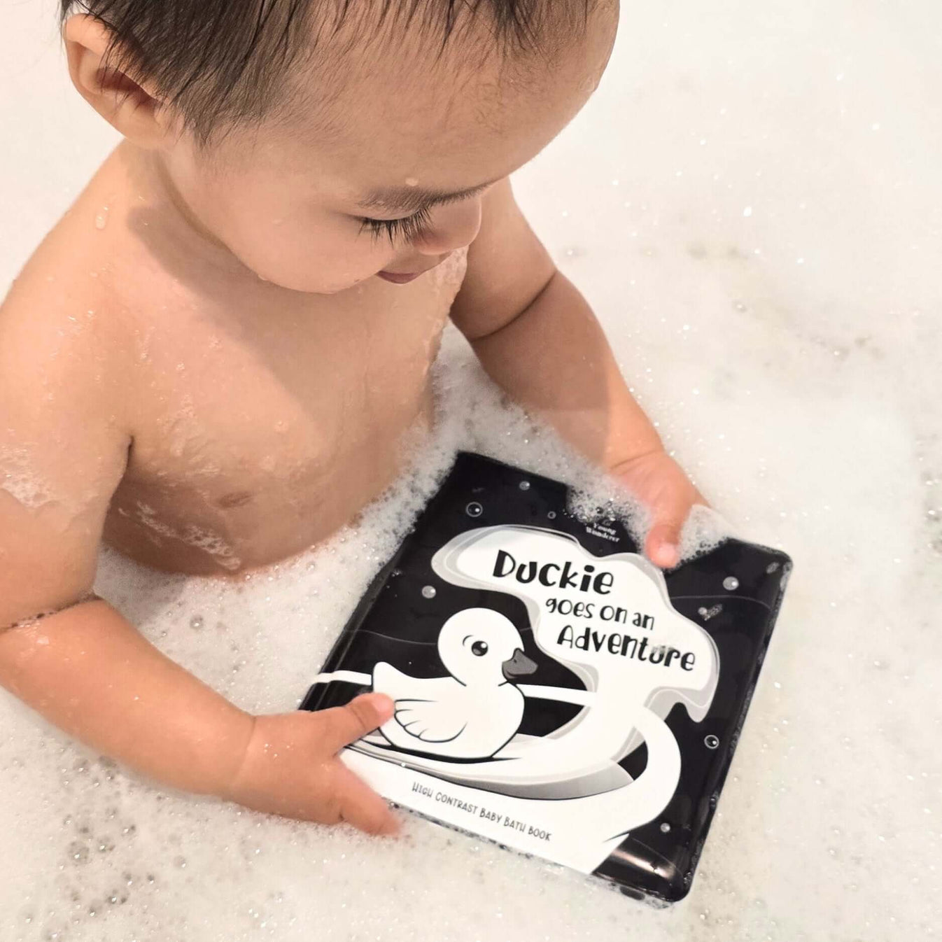 Duckie Goes On An Adventure Black and White Bath Book