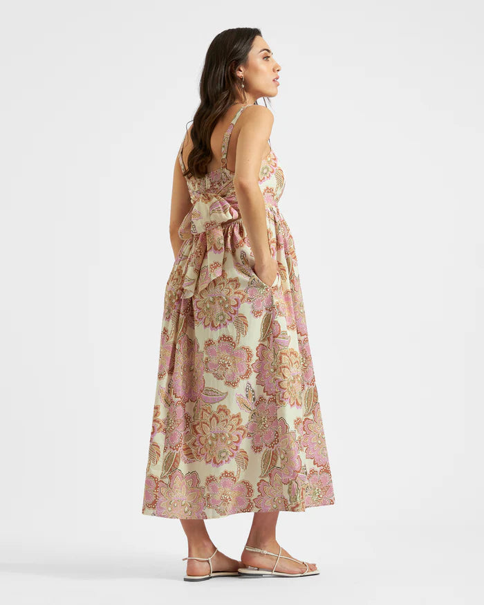 Hope Tie Back Linen Dress Natural