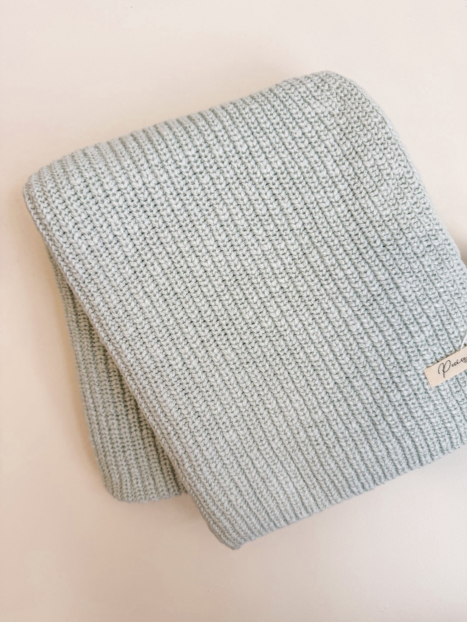 Textured Ribbed Cotton Blanket Sea Mist