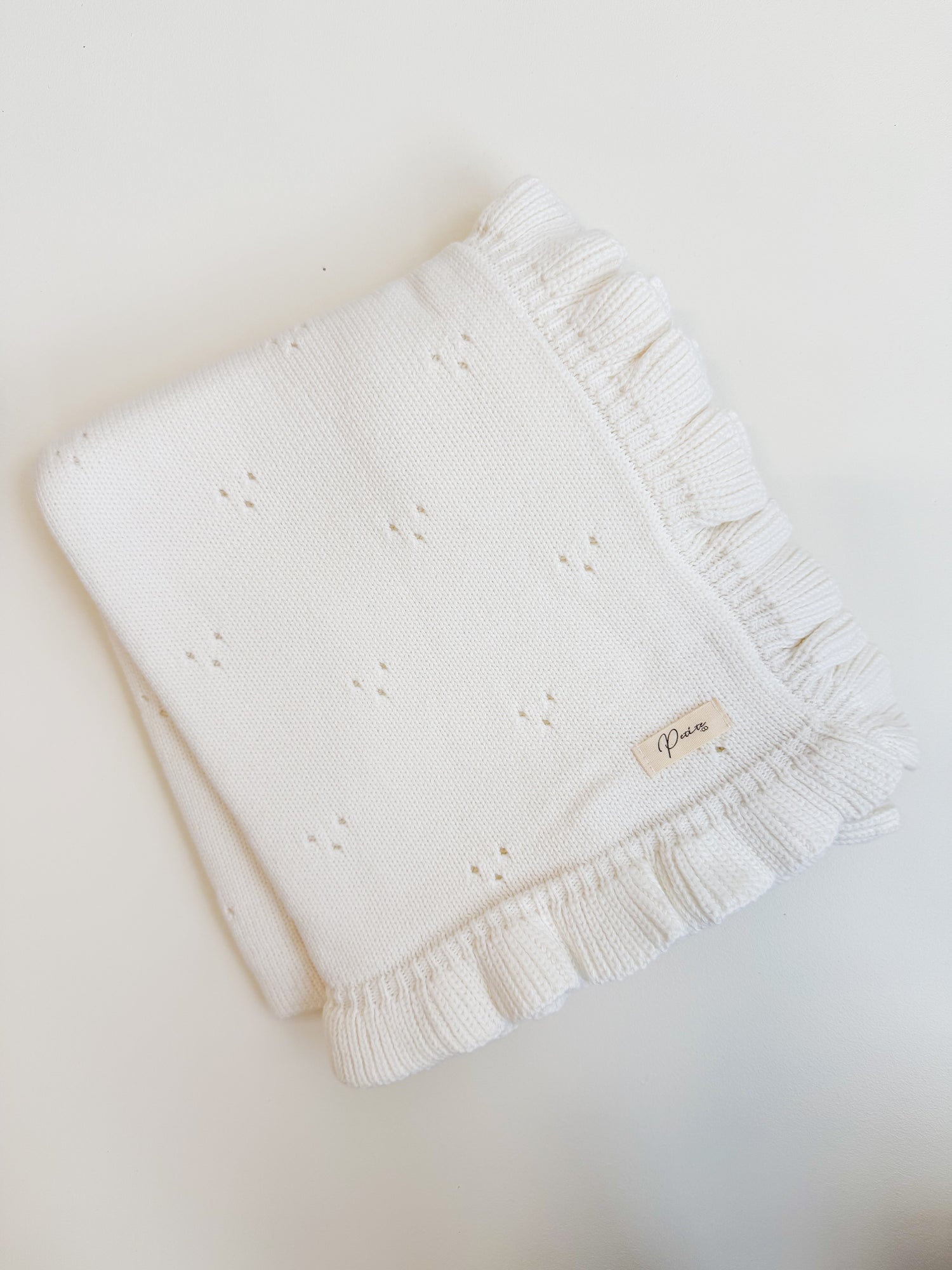 Frill Pointelle Baby Blanket Milk