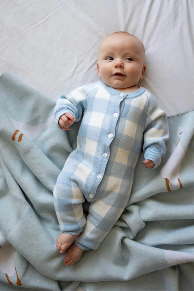 Gingham Romper Blue