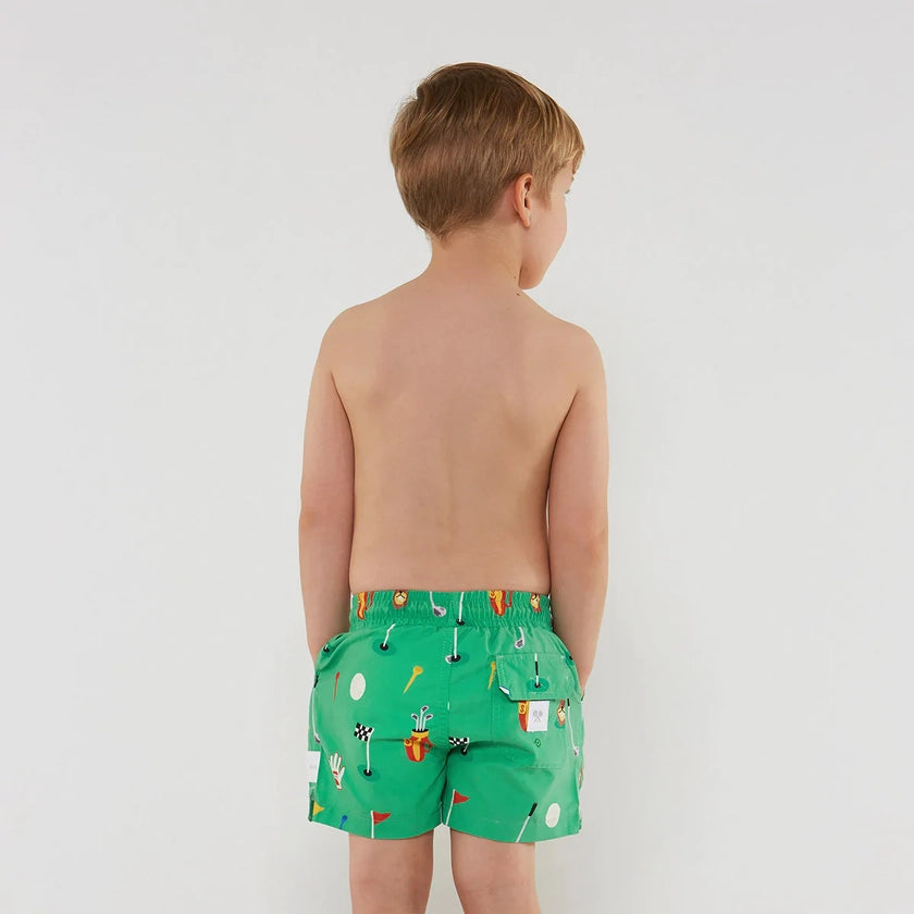Golf theme Kids Swim Shorts in Green