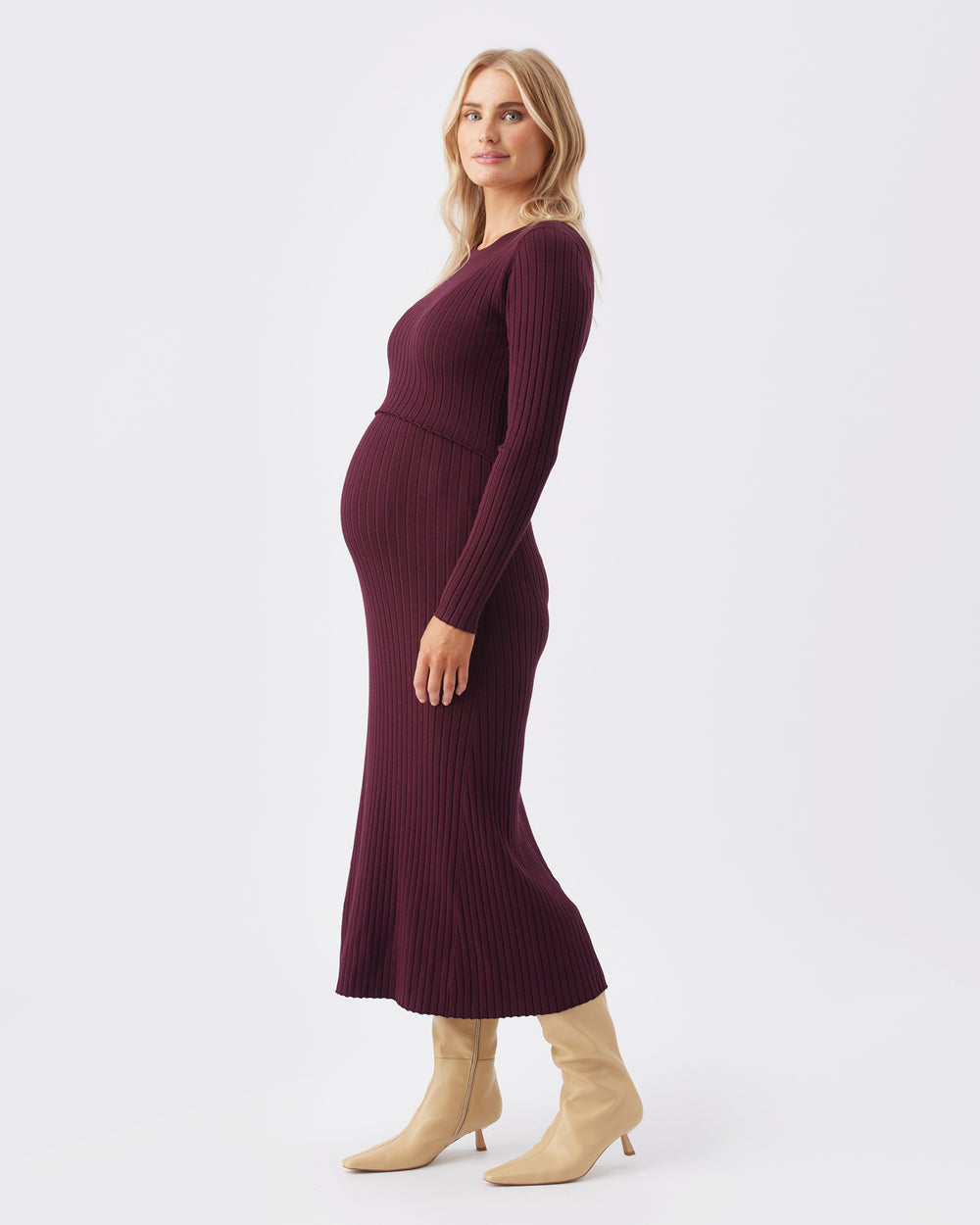 Eden Knit Nursing Dress - Maroon