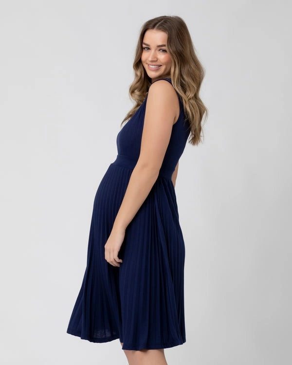 Knife Pleat Dress Blue