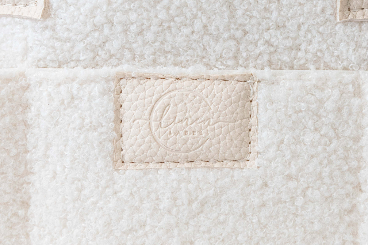 Linen Label Teddy Nappy Caddy- Snow- Large Side Pocket