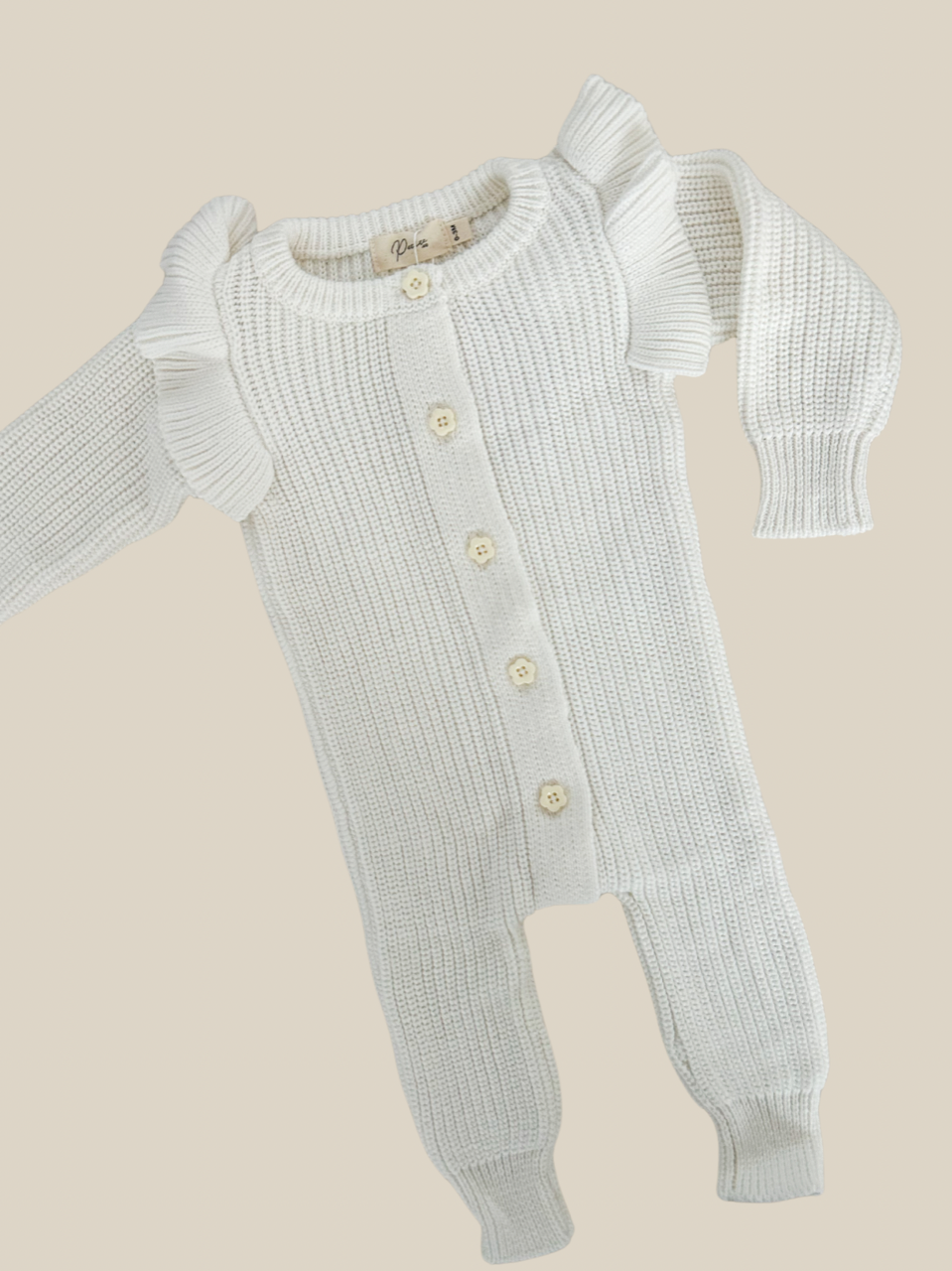 Long Flutter Ribbed Romper Milk
