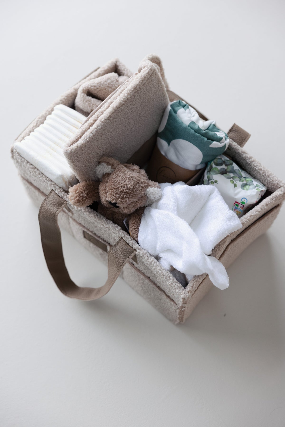 Linen Label Teddy Nappy Caddy- Large Side Pocket