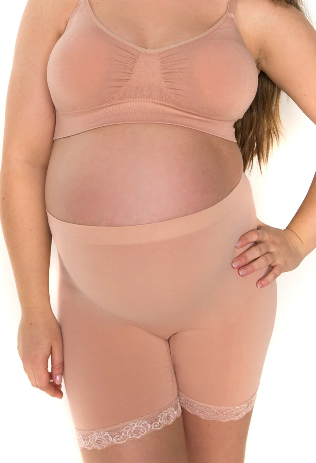 Maternity Anit Chafing High Rise Petite Cotton Shorts