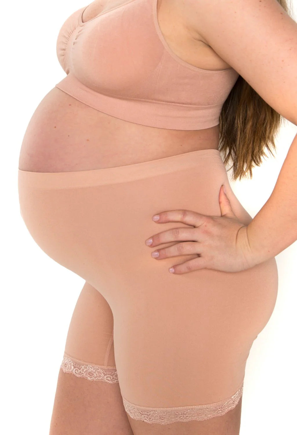 Maternity Anit Chafing High Rise Petite Cotton Shorts