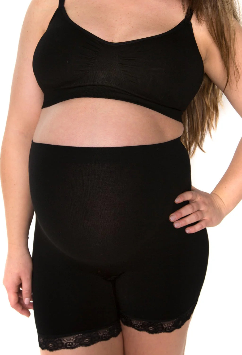 Maternity Anit Chafing High Rise Petite Cotton Shorts