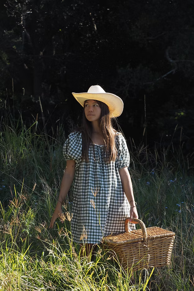Mumma Garden Mini Dress - Forest Green Gingham