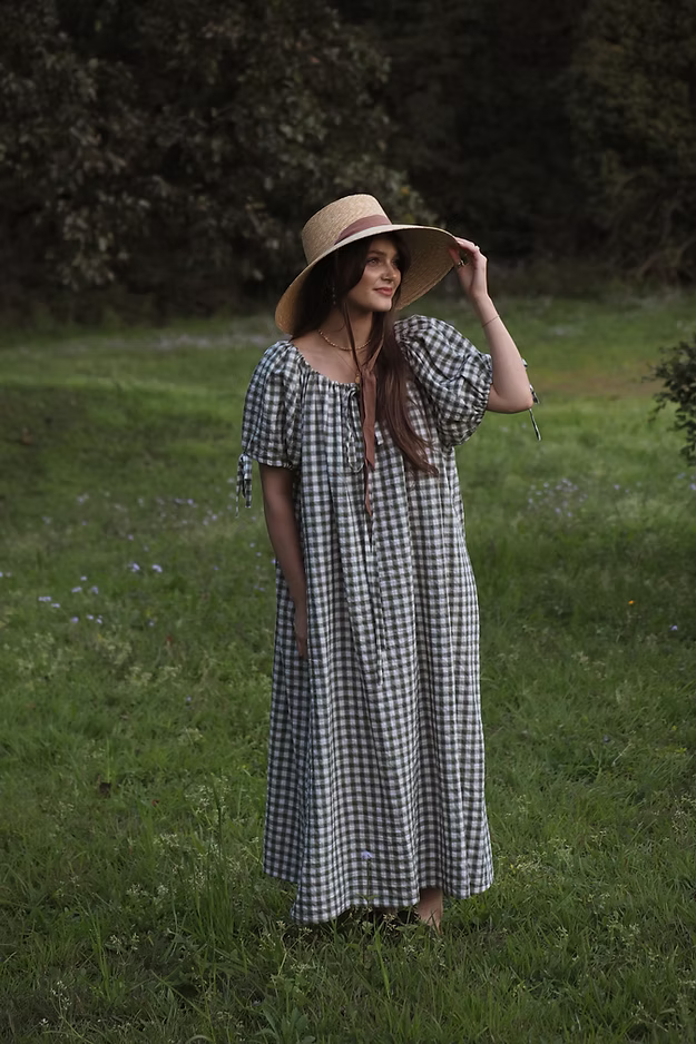 Mumma Maxi Dress - Forest Green Gingham