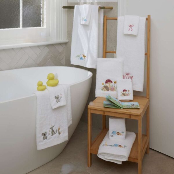 Mushroom Meadow Bath Towel & Face Washer in Organza Bag
