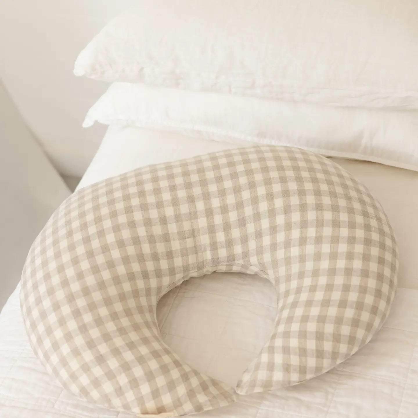 Linen Label Nursing Pillow and Cover – Moon Shape