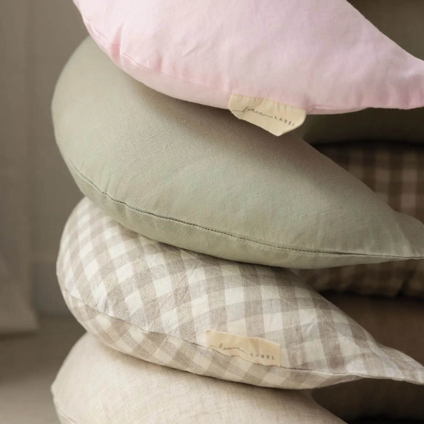 Linen Label Nursing Pillow and Cover – Moon Shape