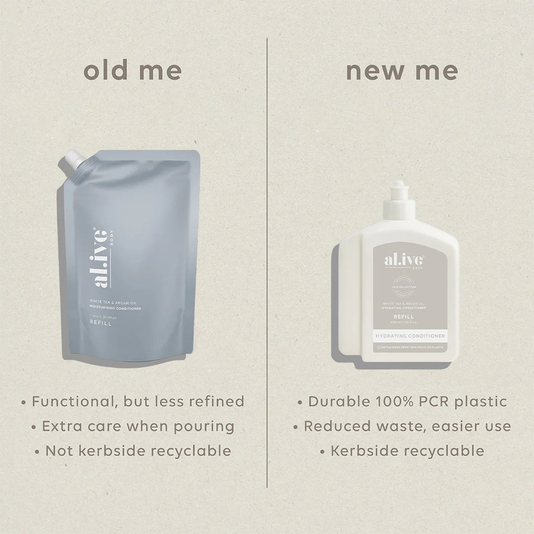 650ml conditioner refill white tea & argan oil