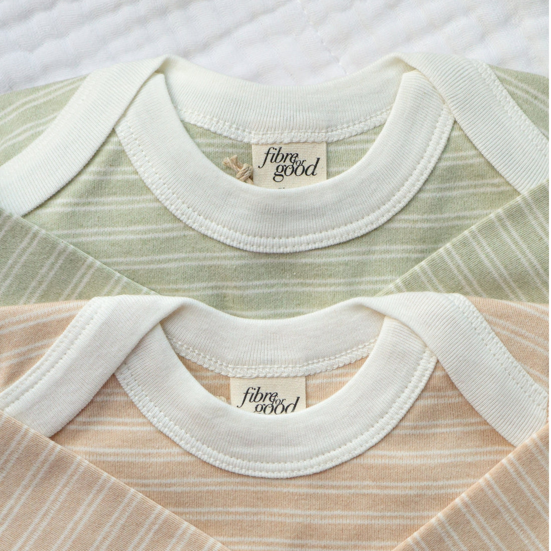 Organic Stripe Jersey Baby Bodysuit  Sage/Natural