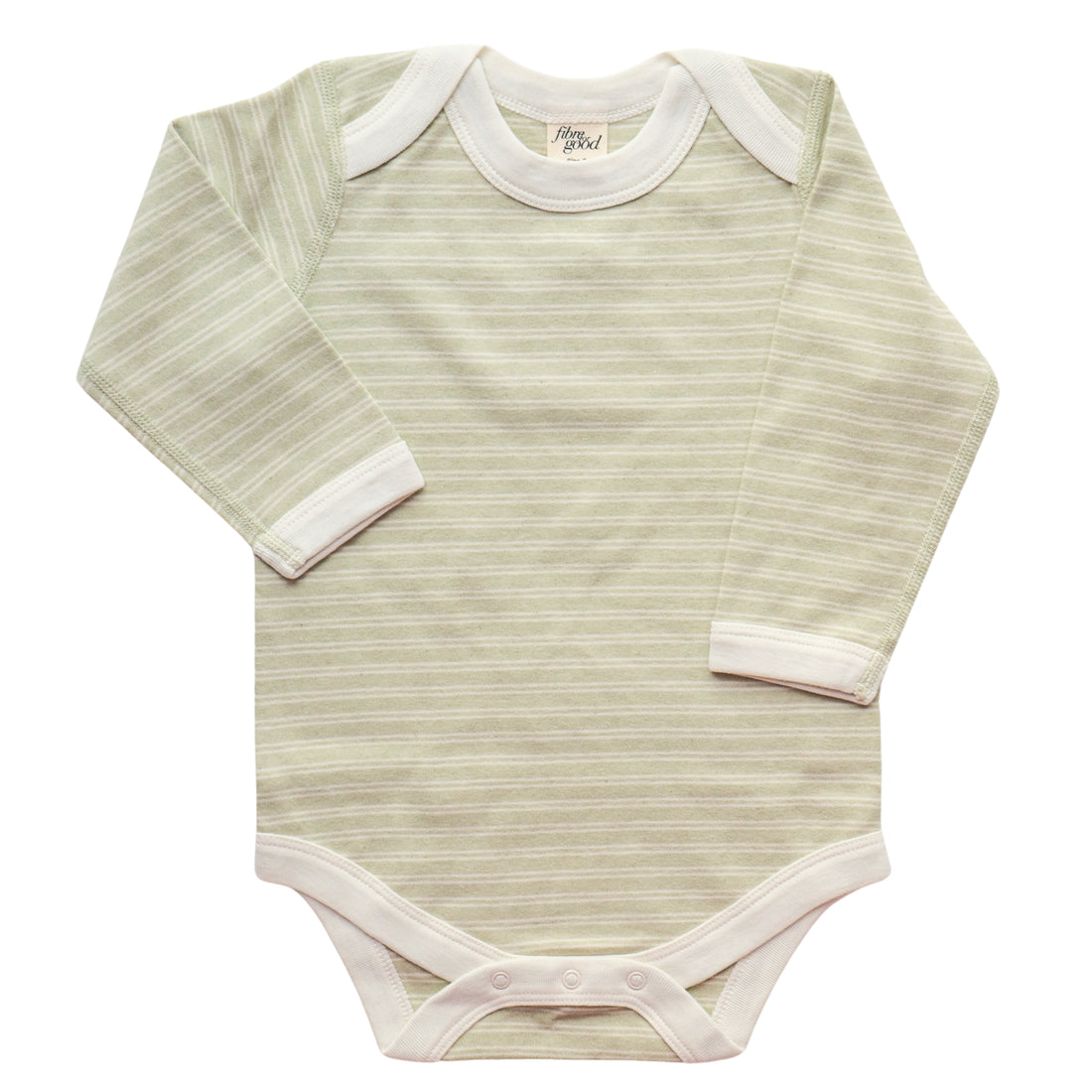 Organic Stripe Jersey Baby Bodysuit  Sage/Natural