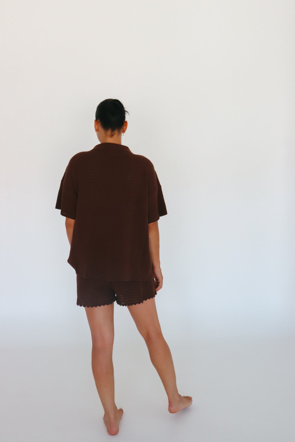 Ladies Knit Button Up - Espresso
