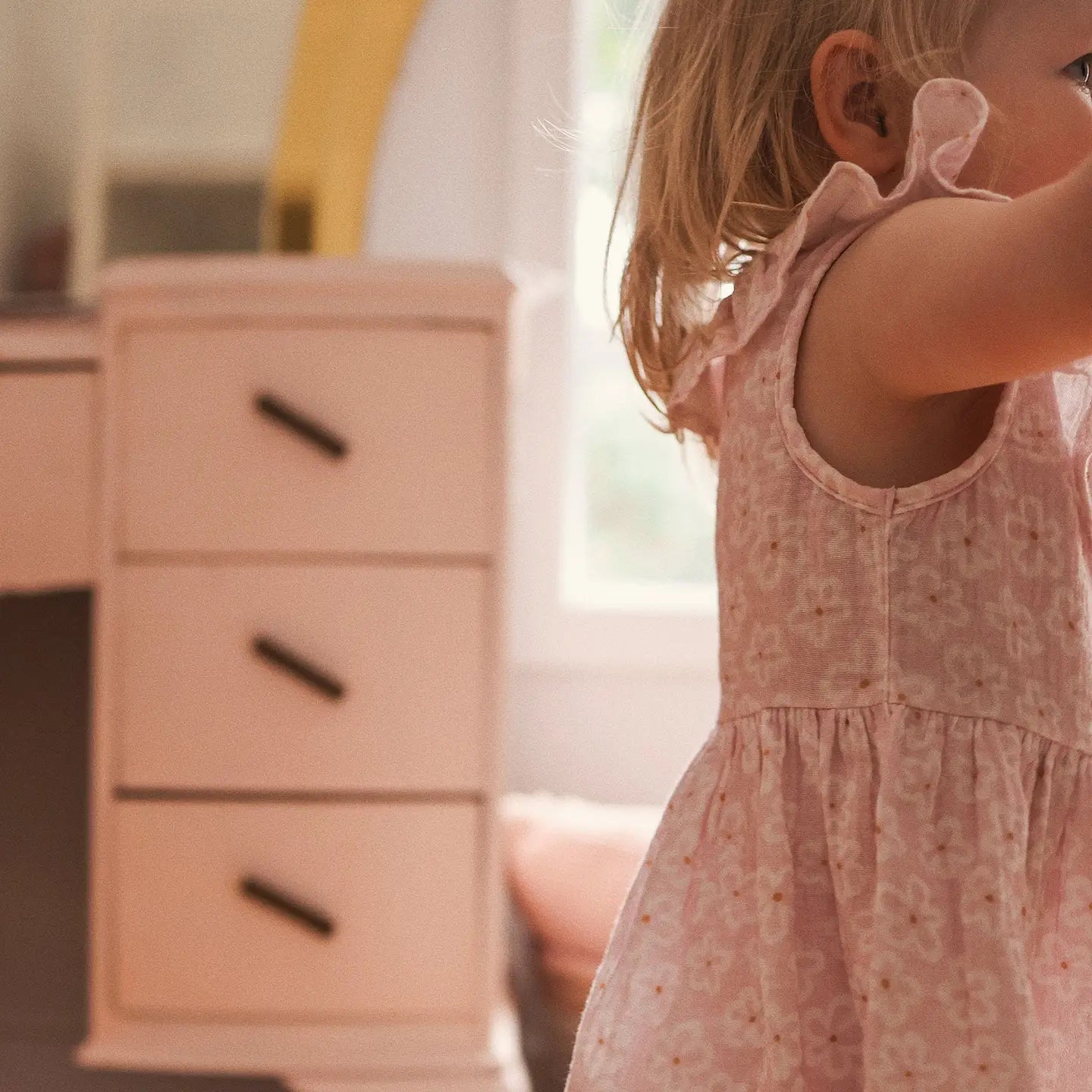 Pink Frangipani Print Tiered Dress