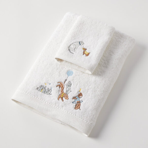 Puppy Play Bath Towel & Face Washer in Organza Bag