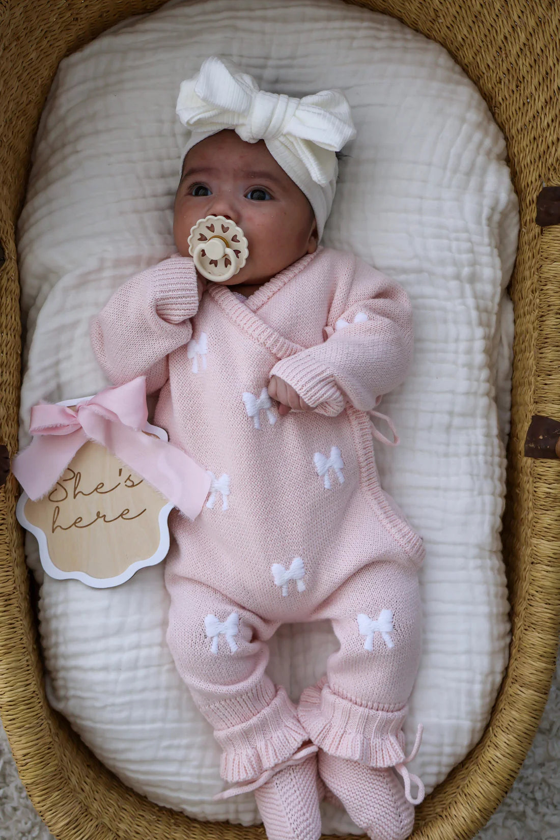 She’s Here Plaque — Pink Bow Edition