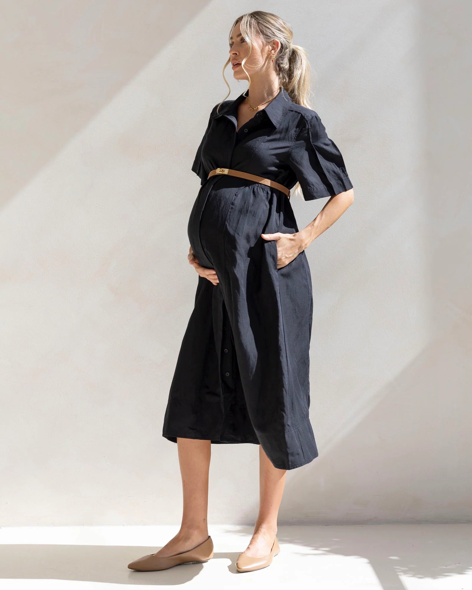 Sophia Maternity Work Dress – Black