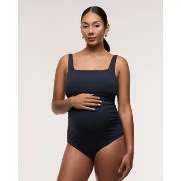Square Neck One Piece Swimsuit - Navy