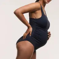 Square Neck One Piece Swimsuit - Navy