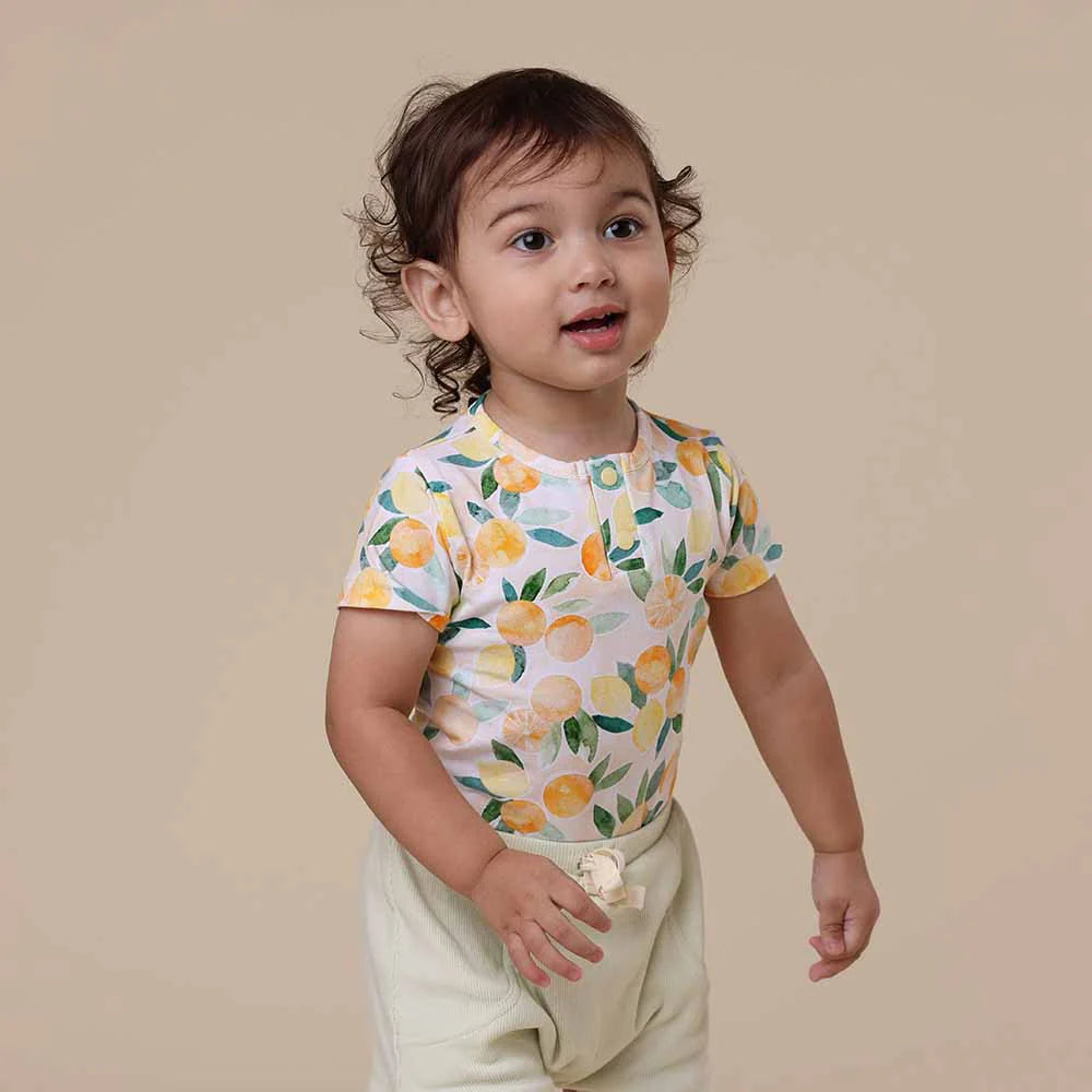 Sunny Citrus Short Sleeve Organic Bodysuit