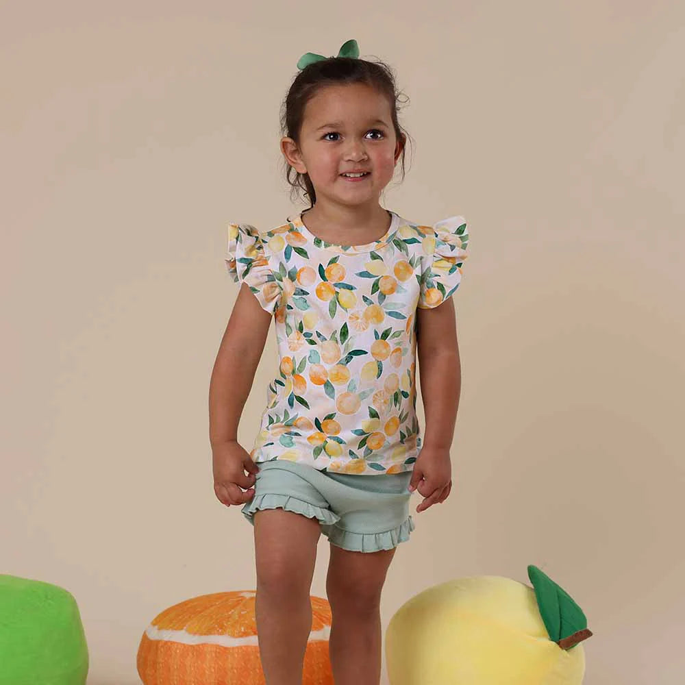 Sunny Citrus Organic T-Shirt with Frill