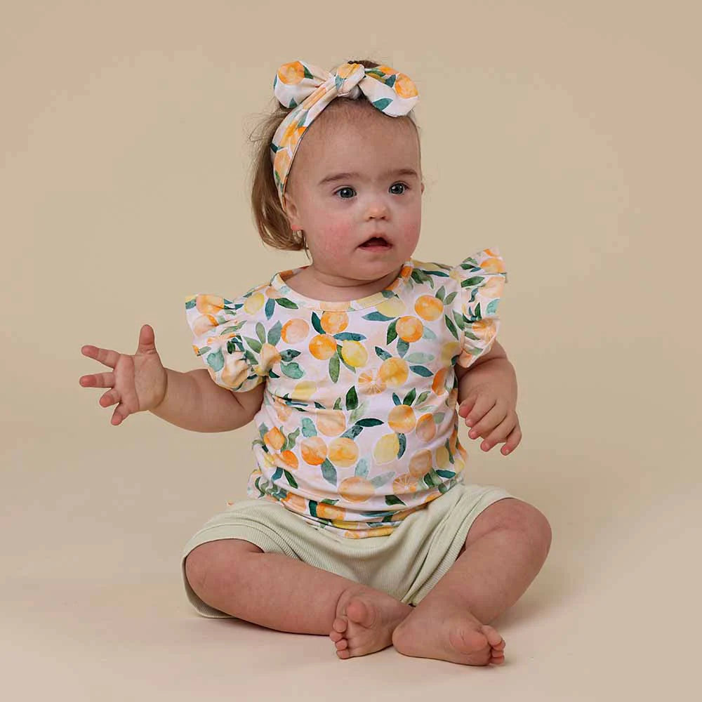 Sunny Citrus Organic T-Shirt with Frill