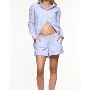 Jamie Linen Shorts - Black or Blue/white stripe