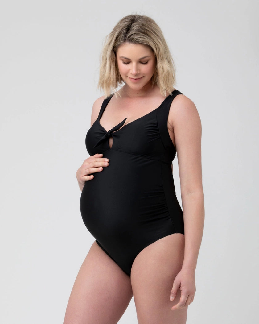 Tie Front One Piece Black