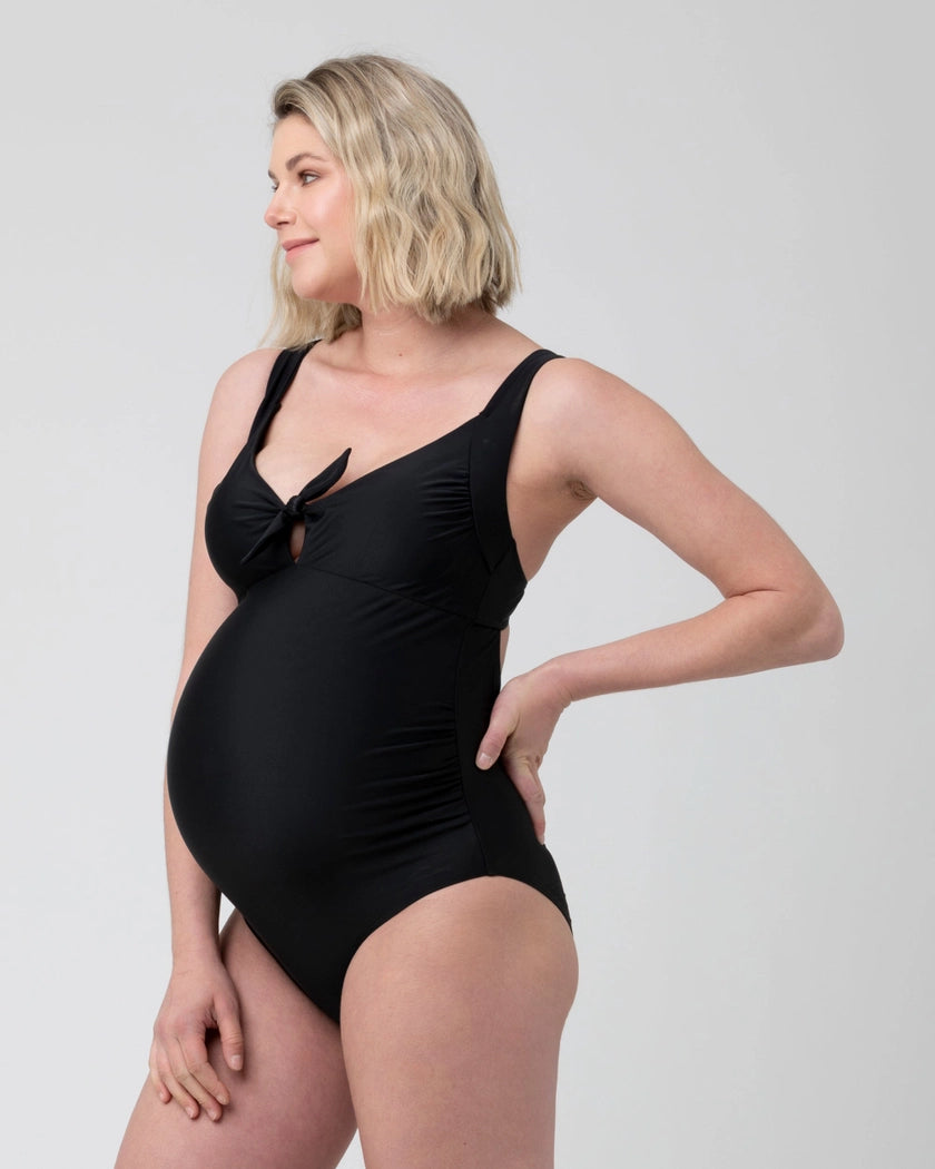 Tie Front One Piece Black