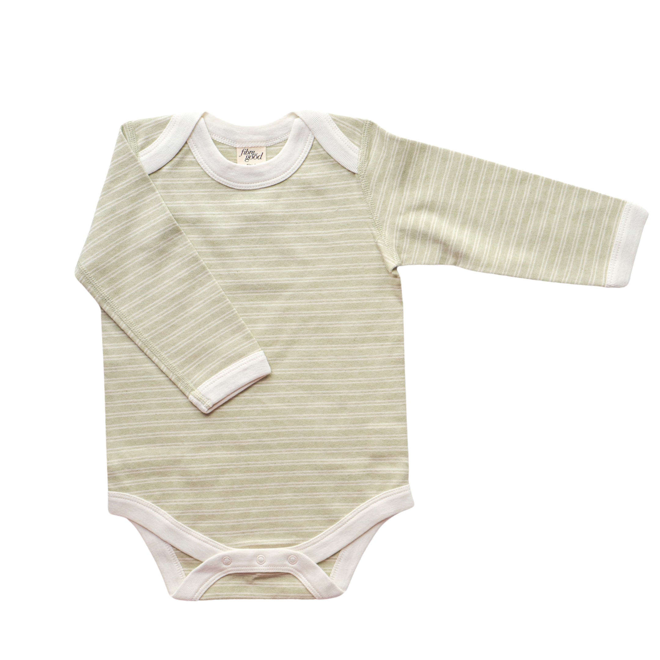 Organic Stripe Jersey Baby Bodysuit  Sage/Natural
