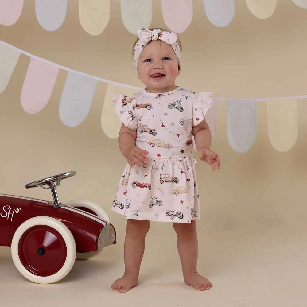 Vintage Cars Short Sleeve Organic Dress