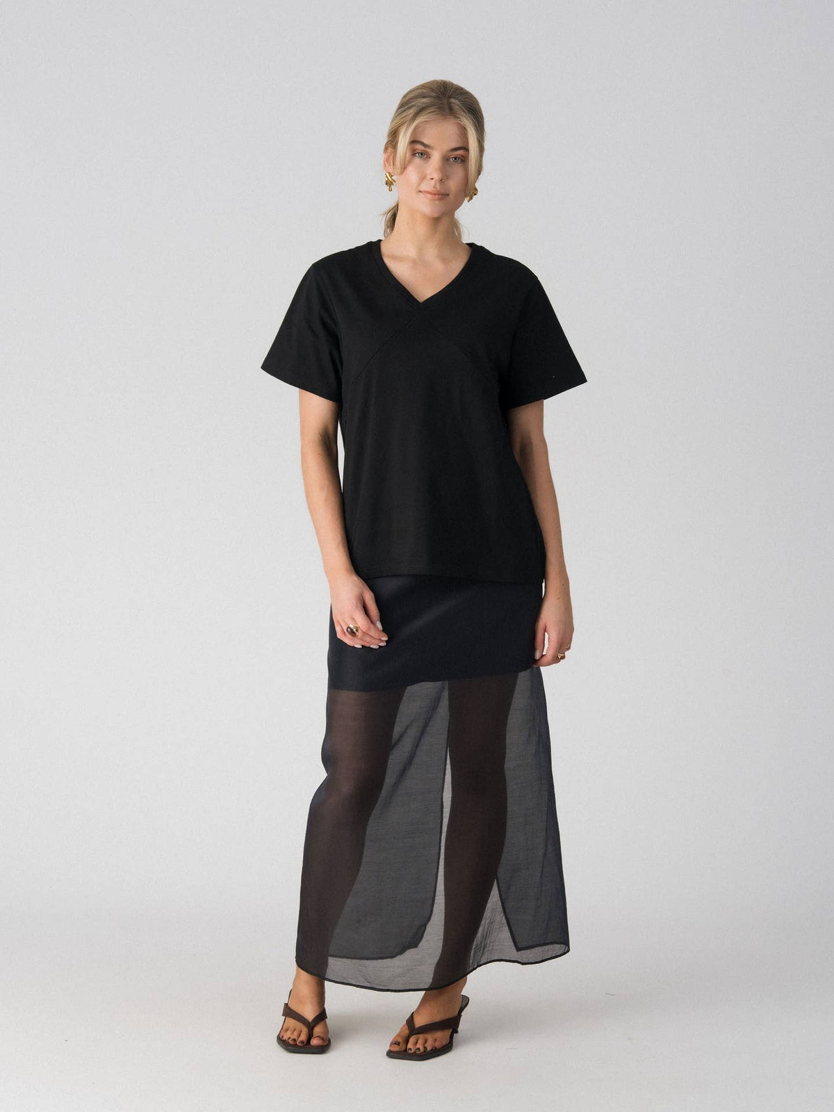 Avery V-Neck Tee with breastfeeding access